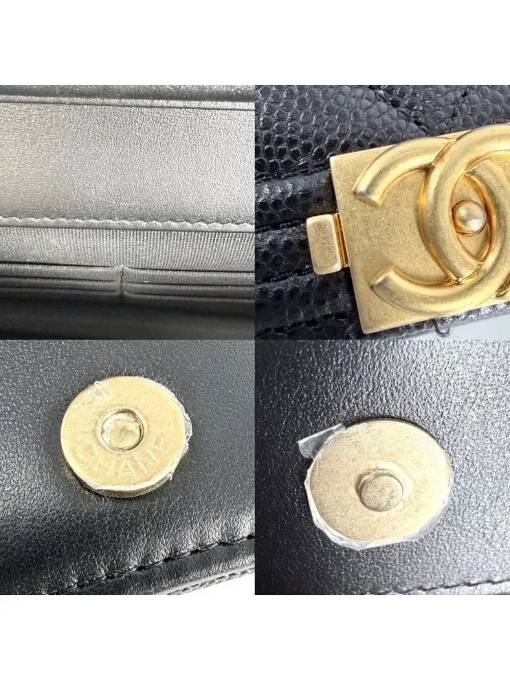 Chanel Chain Wallet Quilted Boy CC Logo Shoulder Bag Crossbody Boy Caviar